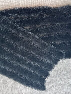 Hand Crafted Black Fuzzy Scarf Wrap